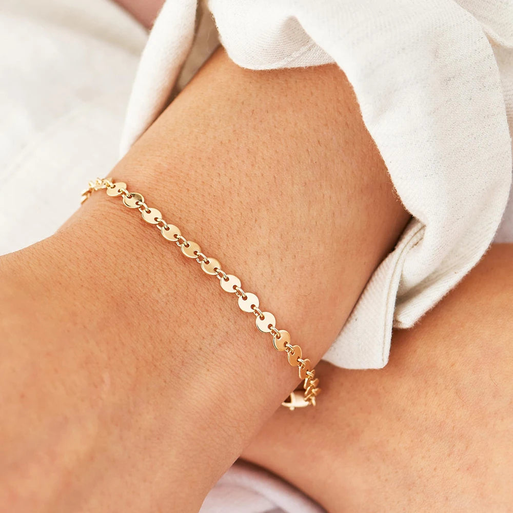 Filled Coin Chain Bracelet