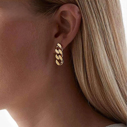 Cuban Link Chain Stud Earrings