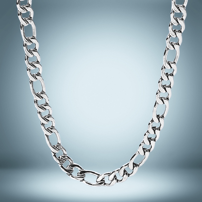 Figaro Necklace with 8mm chain width, 50cm length, made from high-quality stainless steel.